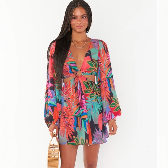 Show Me Your MUMU Go Out Cut Out Mini Dress - Color Tropical Paradise - Size L - Picture 5 of 12